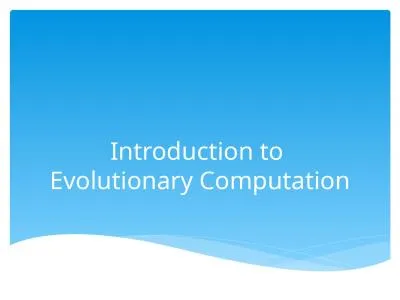 Introduction to  Evolutionary Computation