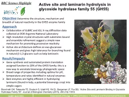 Active site and laminarin hydrolysis in glycoside hydrolase family 55 (GH55)