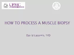 David Lacomis, MD HOW TO PROCESS A MUSCLE BIOPSY