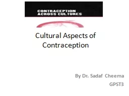 C ultural  A spects of Contraception