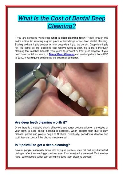 What Is the Cost of Dental Deep Cleaning?