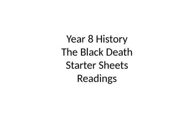 Year 8 History The Black Death