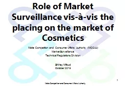 Role of Market Surveillance vis-à-vis the placing on the market of Cosmetics