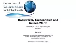 PPT-Hookworm, Toxocariasis and Guinea Worm