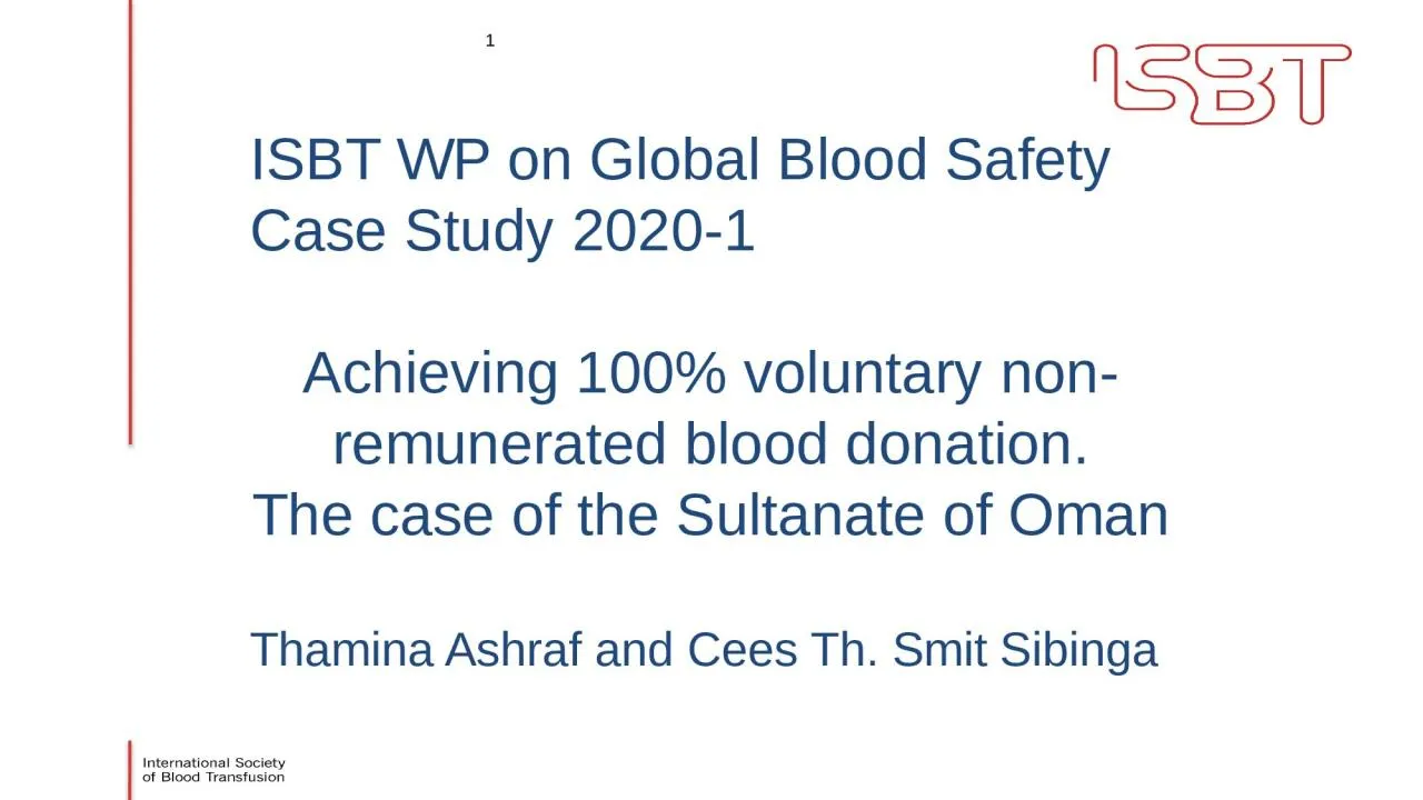 PPT-ISBT WP GBS 2020 1 ISBT WP on Global Blood Safety