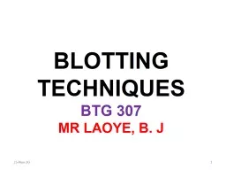 PPT-BLOTTING TECHNIQUES BTG 307