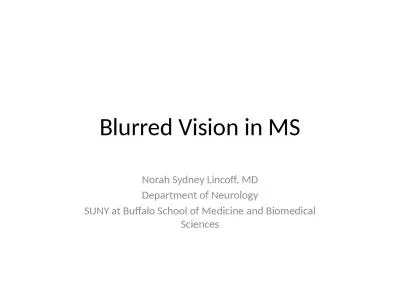 Blurred Vision in MS Norah Sydney