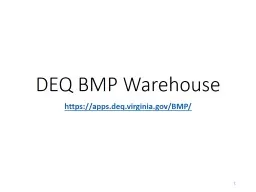 DEQ BMP Warehouse https://apps.deq.virginia.gov/BMP/