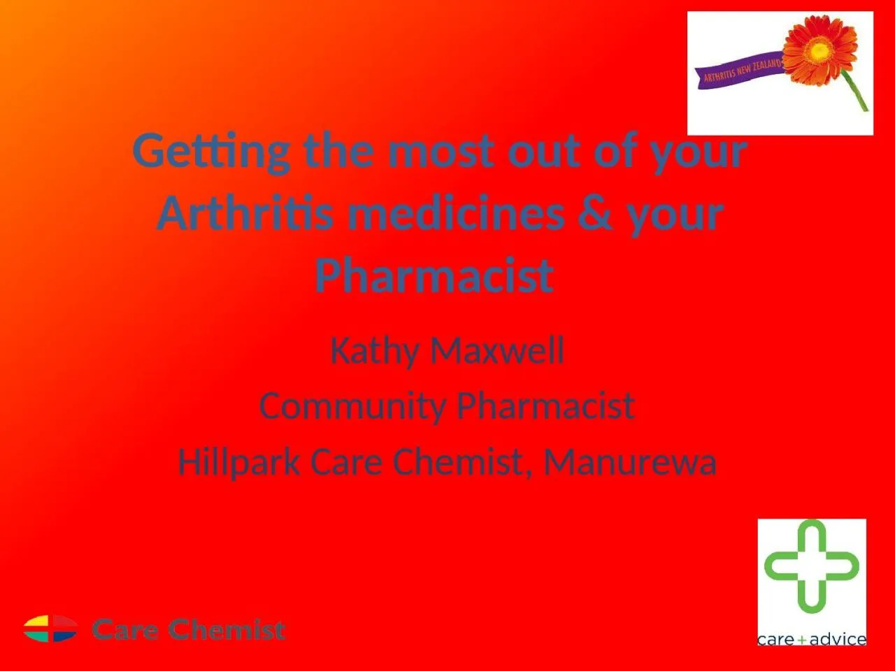 PPT-Getting the most out of your Arthritis medicines & your Pharmacist