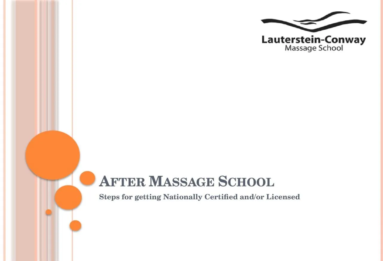 PPT-After Massage School Steps for getting Nationally Certified and/or Licensed