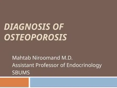 Diagnosis of Osteoporosis