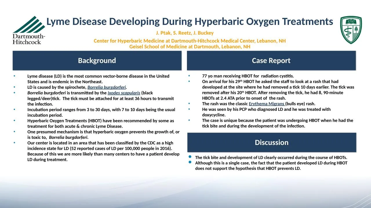 PPT-Case Report Lyme disease (LD) is the most common vector-borne disease in the United States