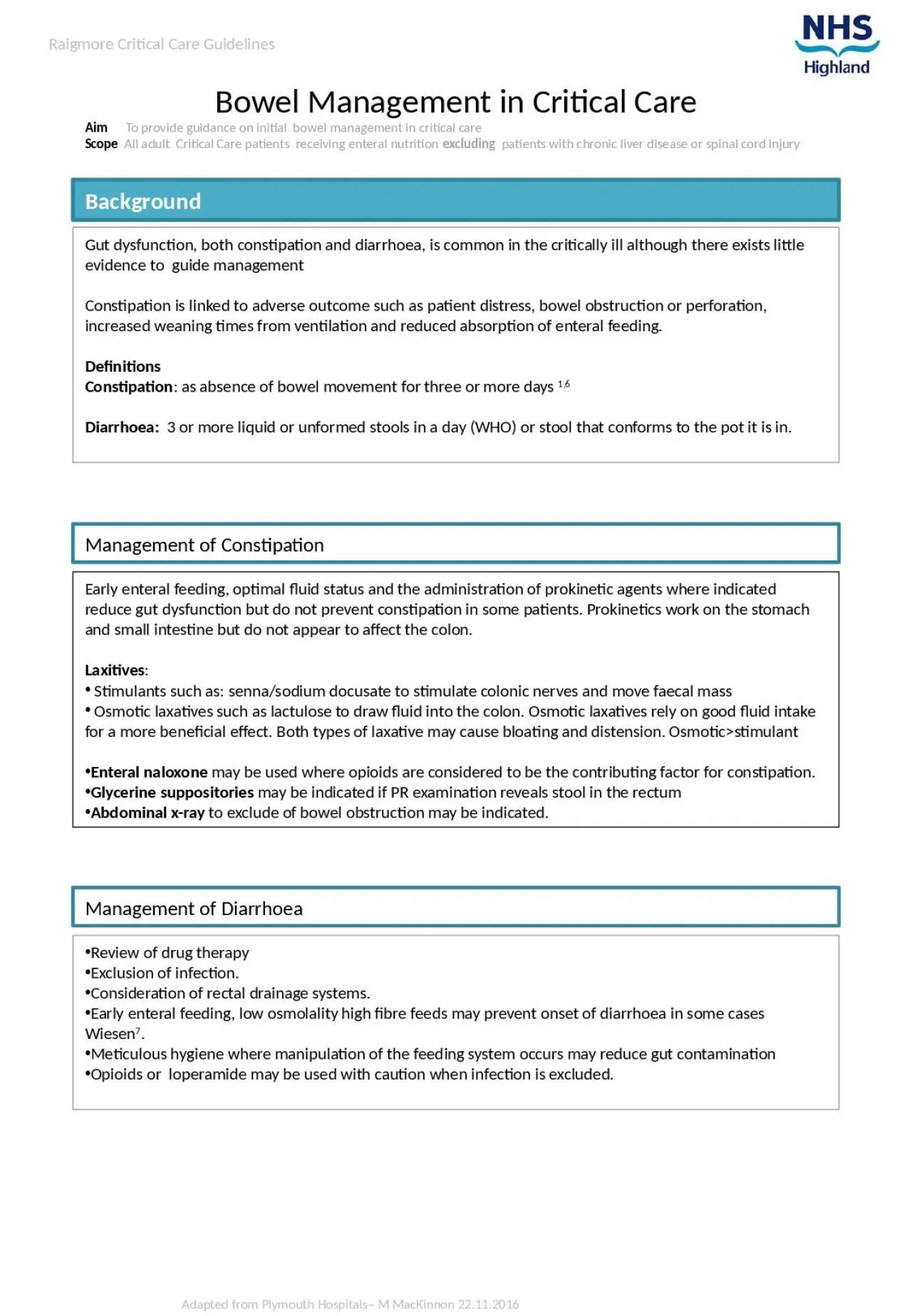 PPT-Background Bowel Management in Critical Care