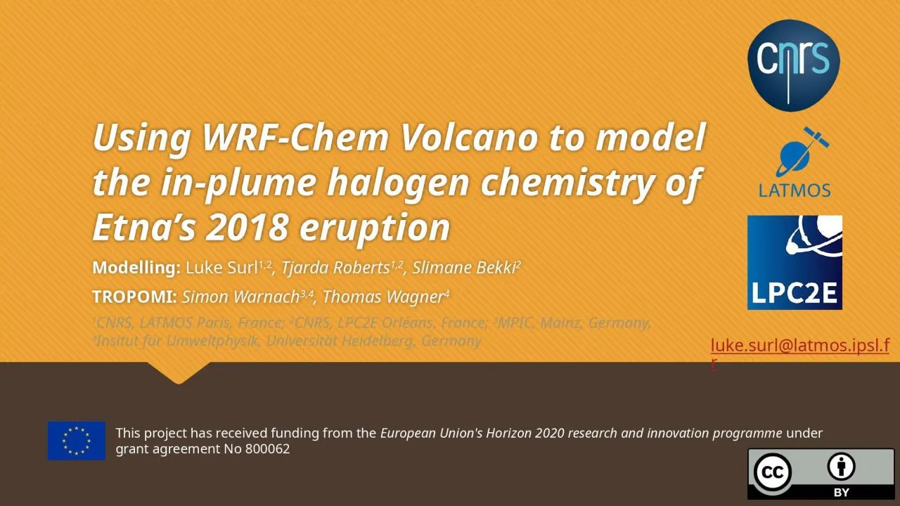 PPT-Using WRF- Chem Volcano to model the in-plume halogen chemistry of Etna’s 2018 eruption