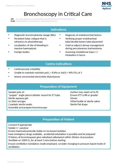 Bronchoscopy in Critical Care