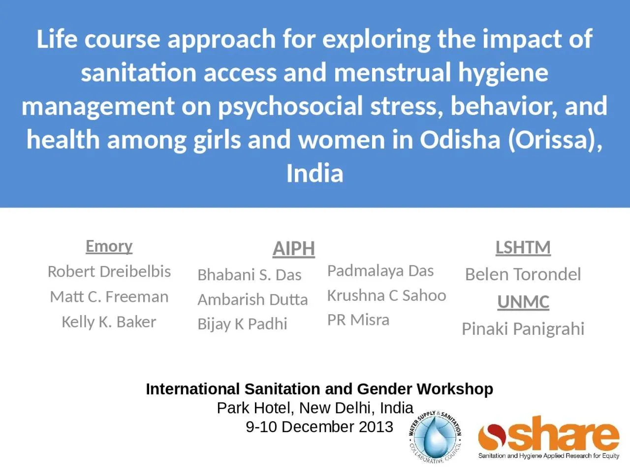 PPT-Life course approach for exploring the impact of sanitation access and menstrual hygiene