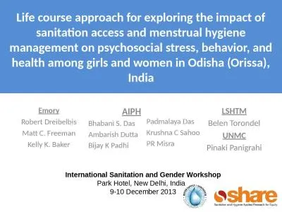 Life course approach for exploring the impact of sanitation access and menstrual hygiene