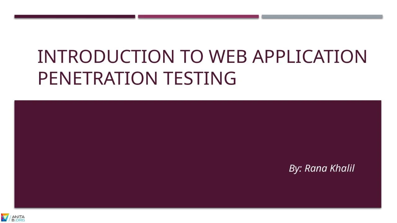 PPT-Introduction to Web Application Penetration Testing