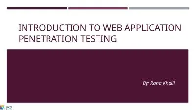 Introduction to Web Application Penetration Testing