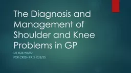 The Diagnosis and Management of Shoulder and Knee Problems in GP