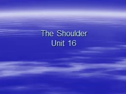 The Shoulder Unit 16 Upper Extremity Injuries