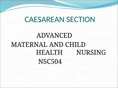 CAESAREAN SECTION