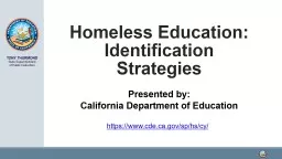 Homeless Education: Identification