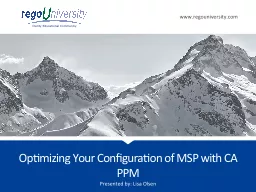 Optimizing Your Configuration of MSP with CA PPM
