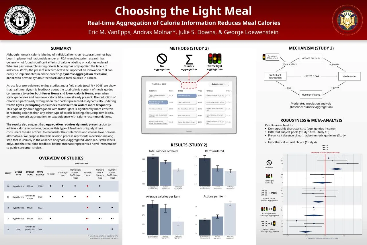 PPT-Although numeric calorie labeling of individual items on restaurant menus has been implemented