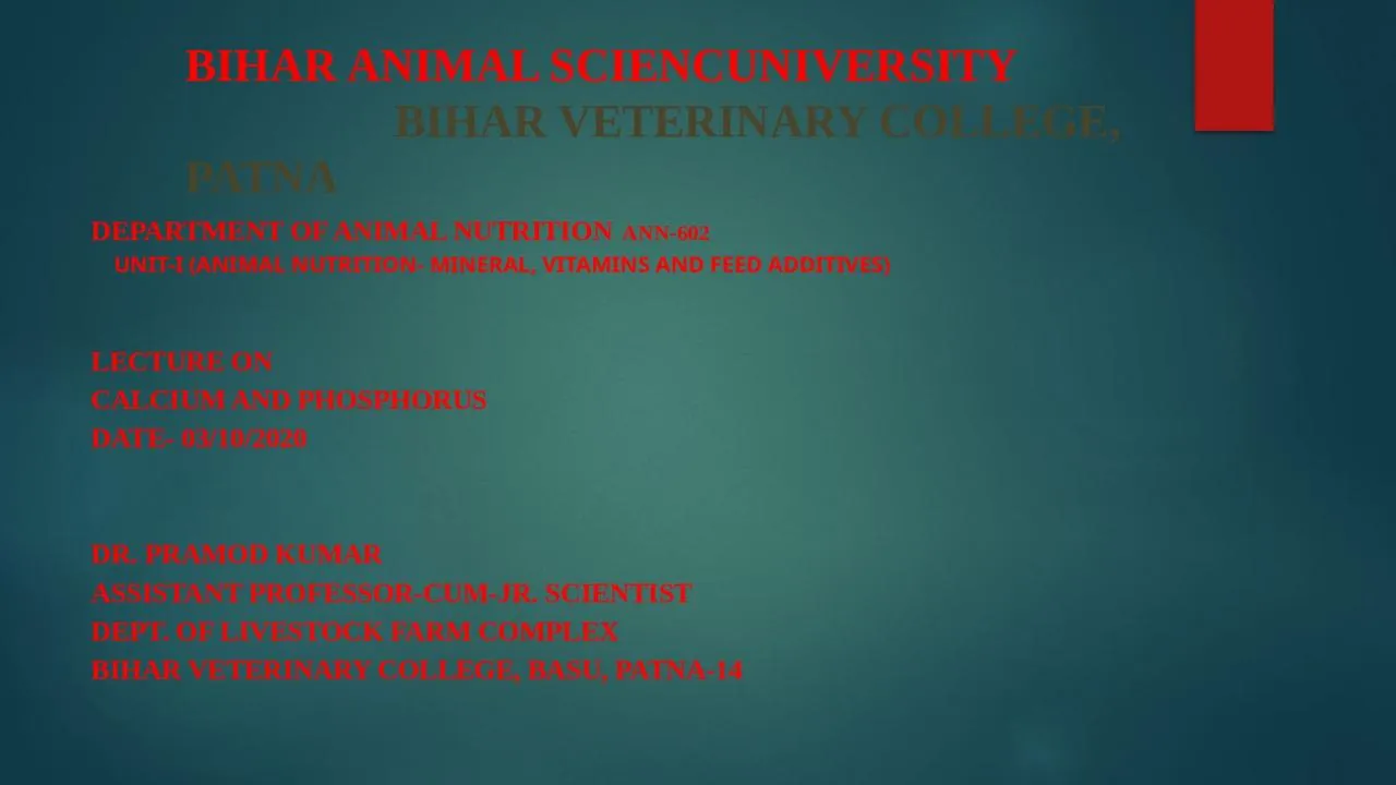 PPT-BIHAR ANIMAL SCIENCUNIVERSITY