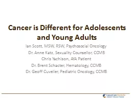 Cancer is Different for Adolescents and Young Adults
