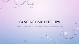 CANCERS LINKED TO HPV CERVICAL, VAGINAL, VULVAR, PENILE,