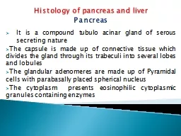 Histology of pancreas and liver
