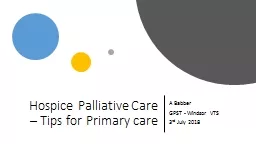 Hospice Palliative Care – Tips for Primary care