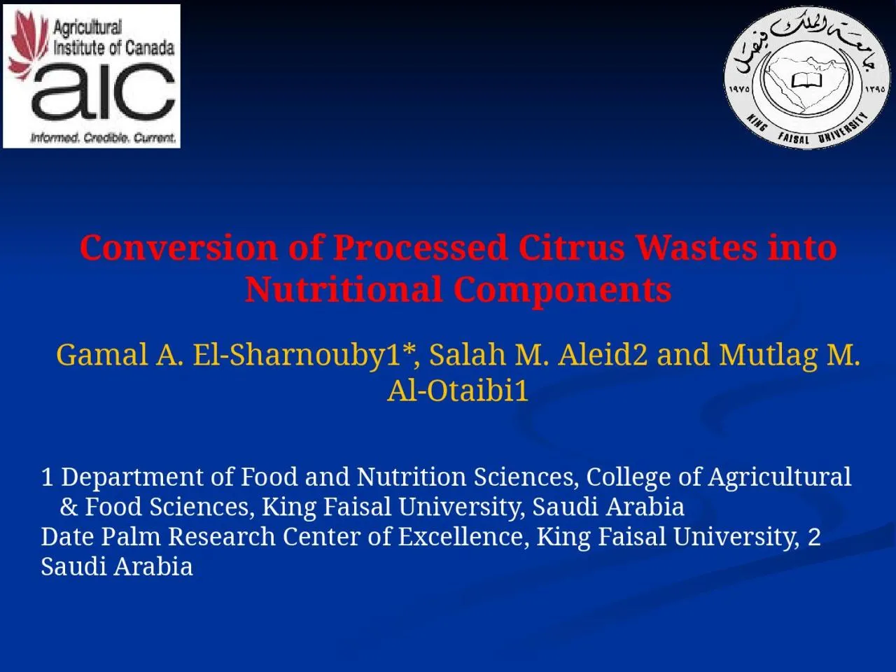 PPT-Conversion of Processed Citrus Wastes into Nutritional Components