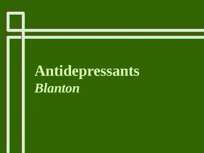 Antidepressants Blanton Affective Disorders