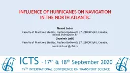 INFLUENCE OF HURRICANES ON NAVIGATION IN THE NORTH ATLANTIC