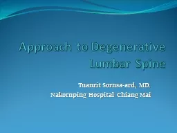 Approach to Degenerative Lumbar Spine