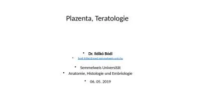 Plazenta ,  Teratologie Dr. Ildikó Bódi