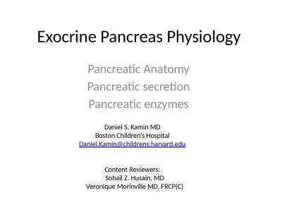 Exocrine Pancreas  Physiology