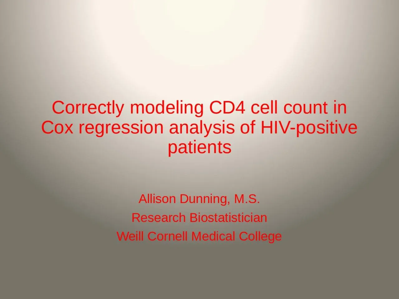 PPT-Correctly modeling CD4 cell count in Cox regression analysis of HIV-positive patients