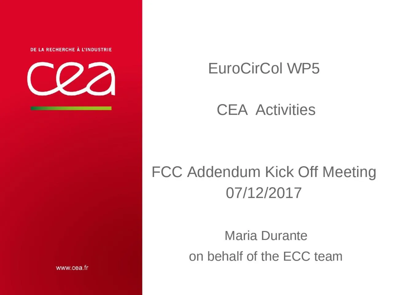 EuroCirCol  WP5  Cea    Activities