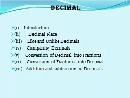 DECIMAL ( i )	Introduction