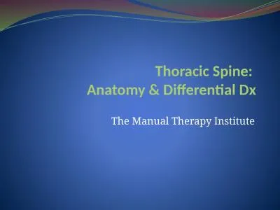 Thoracic Spine:  Anatomy & Differential
