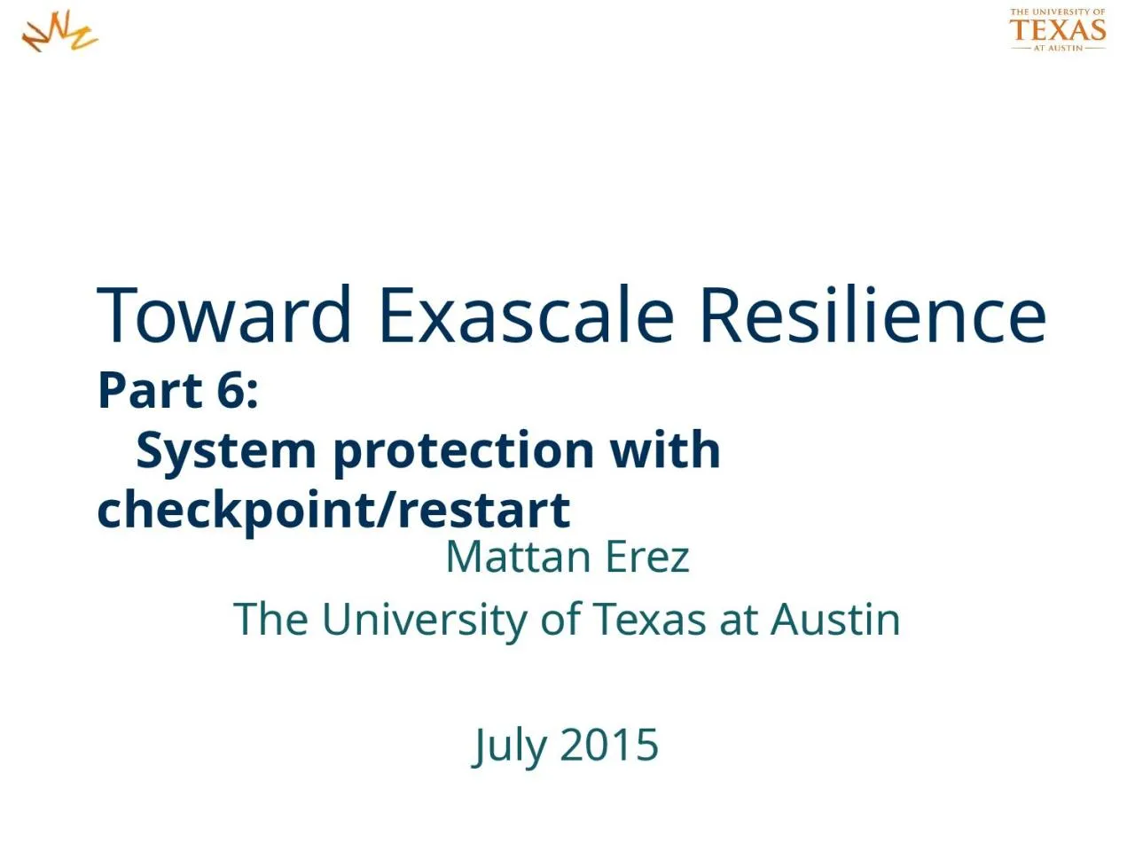 PPT-Toward Exascale Resilience