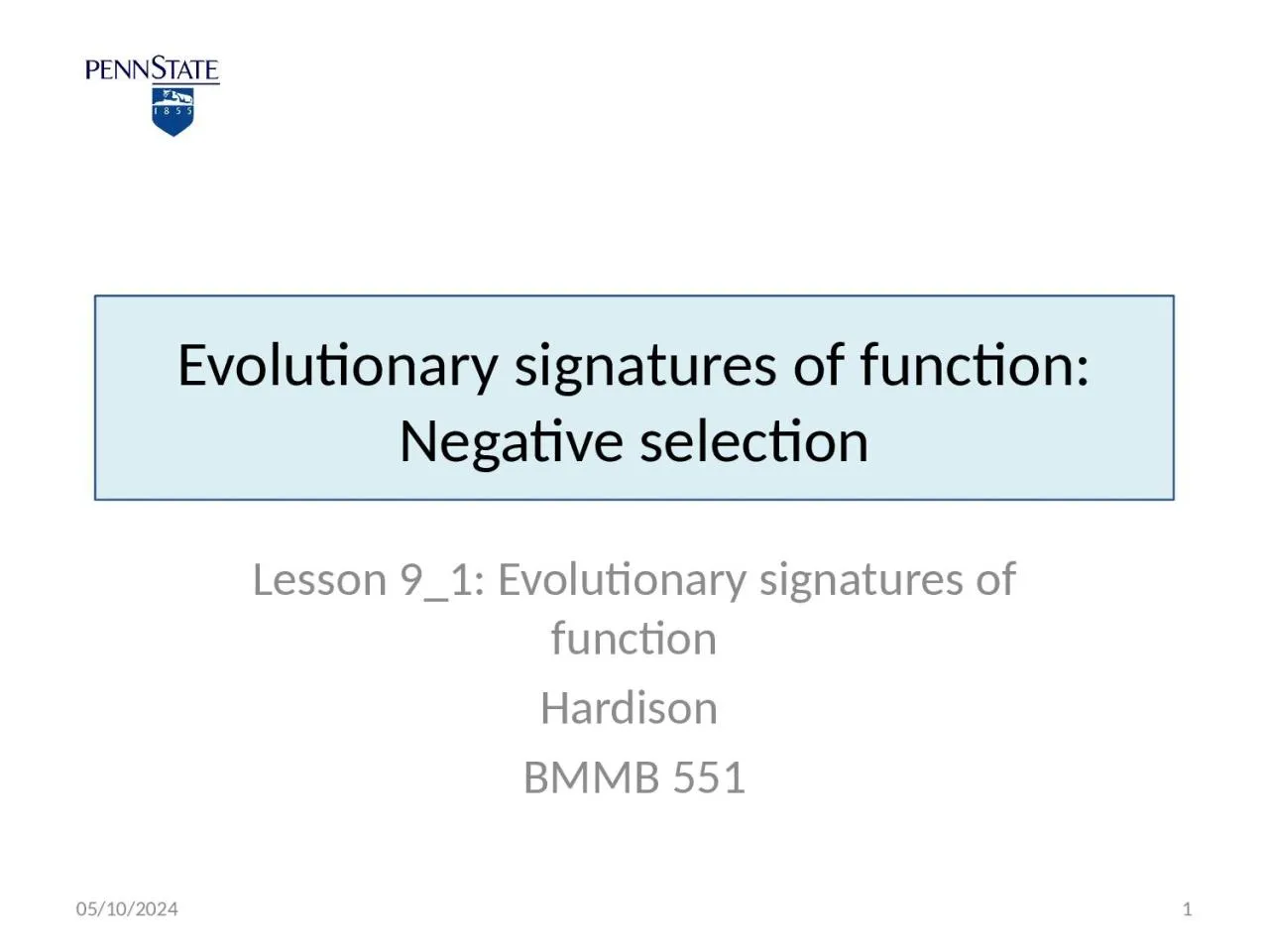 PPT-Evolutionary signatures of function: Negative selection