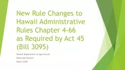 New Rule Changes to Hawaii Administrative Rules Chapter 4-66