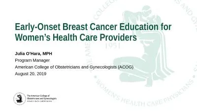 Early-Onset Breast Cancer Education for Women’s Health Care Providers