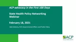 ACP State Health Policy Networking Webinar: