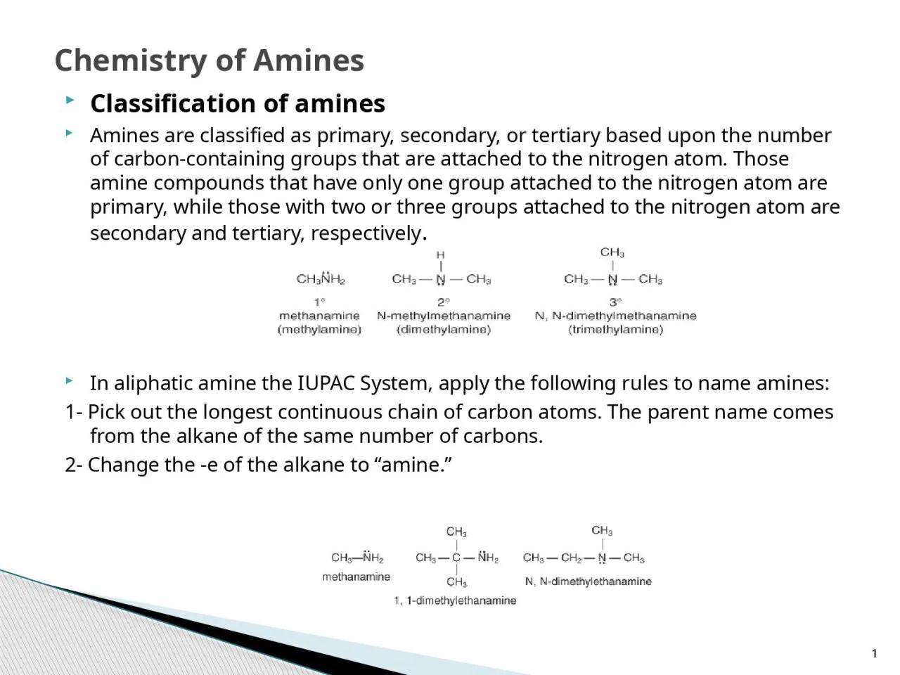 PPT-Classification of amines